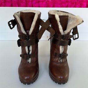 Women’s Dolce Vita Brown Leather Shearling Booties  Size: 10